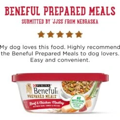 Purina Beneful Prepared Meals Beef & Chicken Medley With Green Beans, Carrots & Wild Rice Wet Dog Food -Pet Wellness 100163 PT6. AC SS1800 V1700161466