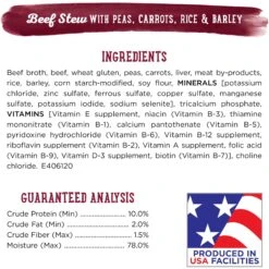 Purina Beneful Prepared Meals Beef Stew With Peas, Carrots, Rice & Barley Wet Dog Food 13 Purina Beneful Prepared Meals Beef Stew With Peas, Carrots, Rice & Barley Wet Dog Food -Pet Wellness 100166 PT4. AC SS1800 V1700160902