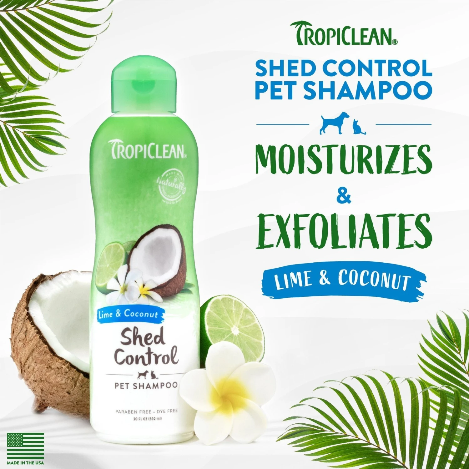 TropiClean Lime & Coconut Deshedding Dog Shampoo 2 TropiClean Lime & Coconut Deshedding Dog Shampoo - Image 2