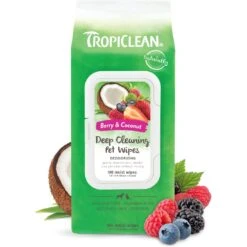 TropiClean Deep Cleaning Berry & Coconut Deodorizing Dog Wipes