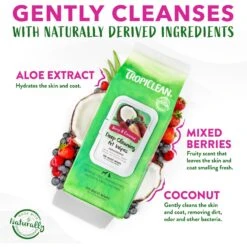 TropiClean Deep Cleaning Berry & Coconut Deodorizing Dog Wipes -Pet Wellness 101315 PT3. AC SS1800 V1683064023