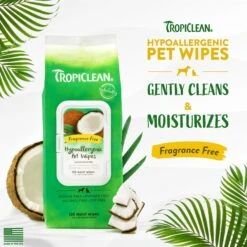 TropiClean Hypo Allergenic Deodorizing Dogs Wipes 11 TropiClean Hypo Allergenic Deodorizing Dogs Wipes -Pet Wellness 101317 PT2. AC SS1800 V1683064026