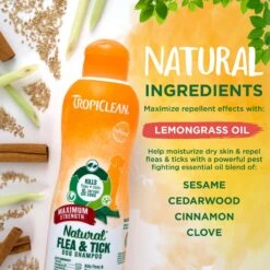 TropiClean Maximum Strength Natural Flea & Tick Dog Shampoo -Pet Wellness 101342 PT3. AC SS1800 V1684452889