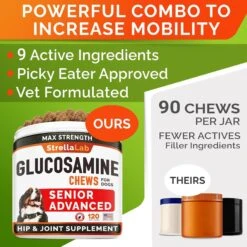 StrellaLab Senior Advanced Glucosamine Omega-3 Chicken Flavored Soft Chew Hip & Joint Supplement For Dogs, 120-count -Pet Wellness 1017910 PT3. AC SS1800 V1699634268