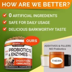 StrellaLab Vet Strength Probiotics Bacon Flavored Soft Chew Digestion & Immunity Supplement For Dogs, 120-count -Pet Wellness 1017918 PT5. AC SS1800 V1699634267
