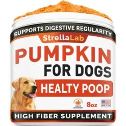 StrellaLab Pumpkin High Fiber Stool Consistency Powder Digestive Supplement For Dogs, 8.1-oz Jar