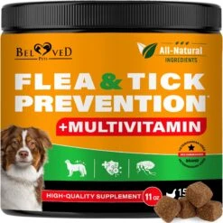 Beloved Pets Flea & Tick Prevention + Complex Multivitamin Chicken Flavored Soft Chew Flea & Tick Prevention Supplement For Dogs, 10-oz Jar