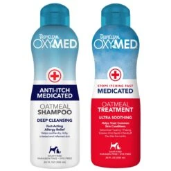 TropiClean OxyMed Medicated Anti-Itch Oatmeal Dog & Cat Shampoo & TropiClean OxyMed Medicated Oatmeal Dog & Cat Treatment Rinse