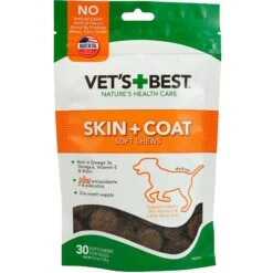 Vet's Best Chicken Flavored Soft Chews Skin & Coat Supplement For Dogs