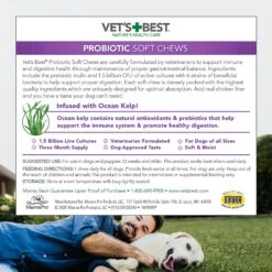Vet's Best Probiotic Chicken Flavored Soft Chews Digestive Supplement For Dogs 15 Vet's Best Probiotic Chicken Flavored Soft Chews Digestive Supplement For Dogs -Pet Wellness 107028 PT7. AC SS1800 V1632789731