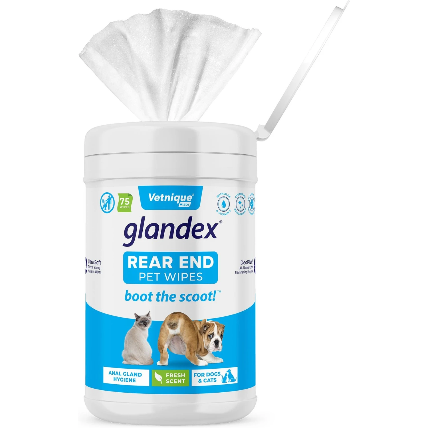 Vetnique Labs Glandex Wipes Rear End Anal Gland Cleansing & Deodorizing Hygienic Rear End Boot The Scoot Dog & Cat Wipes 1 Vetnique Labs Glandex Wipes Rear End Anal Gland Cleansing & Deodorizing Hygienic Rear End Boot The Scoot Dog & Cat Wipes