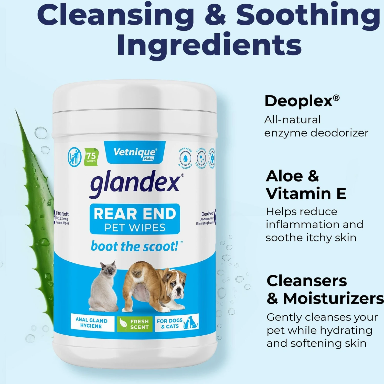 Vetnique Labs Glandex Wipes Rear End Anal Gland Cleansing & Deodorizing Hygienic Rear End Boot The Scoot Dog & Cat Wipes 7 Vetnique Labs Glandex Wipes Rear End Anal Gland Cleansing & Deodorizing Hygienic Rear End Boot The Scoot Dog & Cat Wipes - Image 7