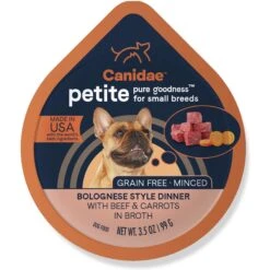 CANIDAE PURE Petite All Stages Small Breed Bolognese Style Dinner With Beef & Carrots Wet Dog Food Trays, 3.5-oz, Case Of 12