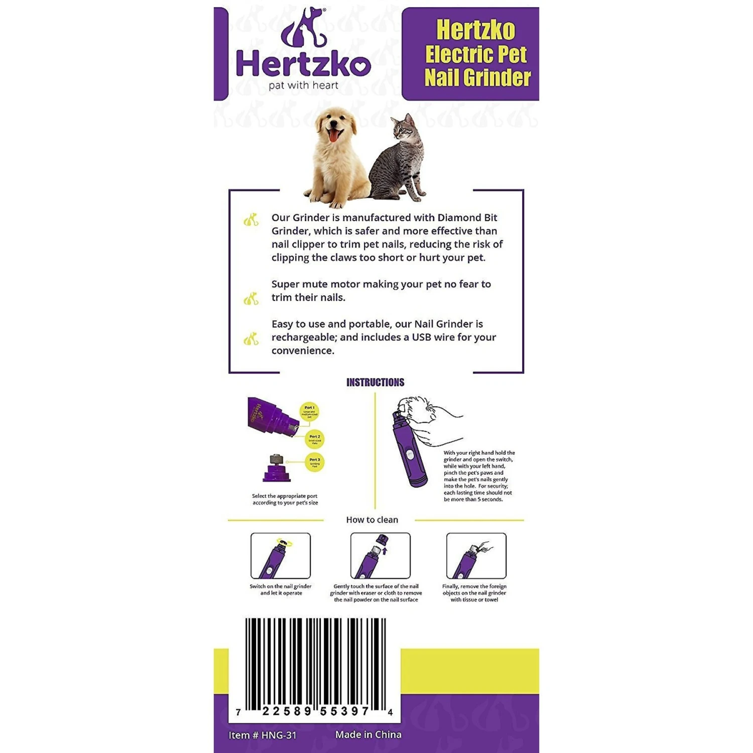 Hertzko Electronic Dog & Cat Nail Grinder With USB Charger 7 Hertzko Electronic Dog & Cat Nail Grinder With USB Charger - Image 7