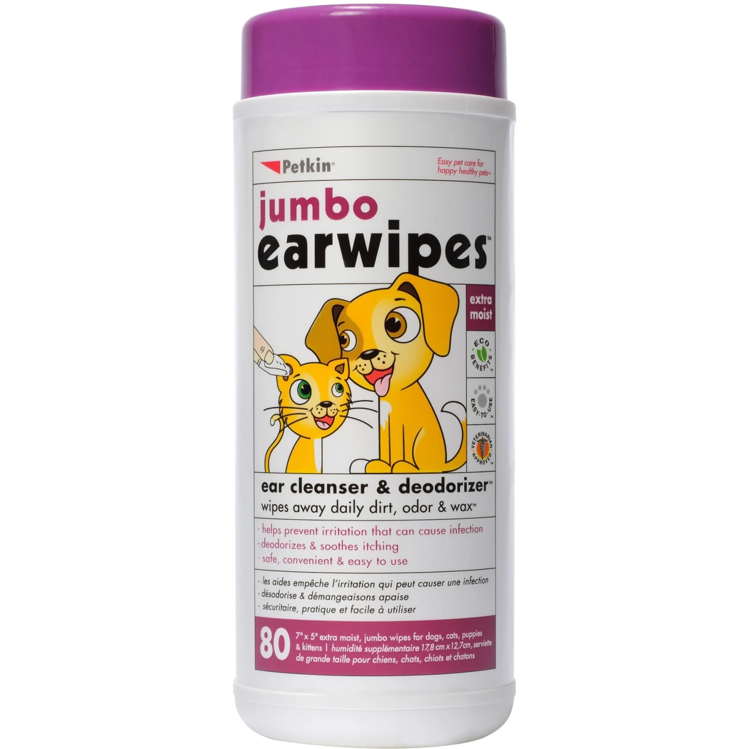Petkin Jumbo Dog & Cat Ear Wipes 1 Petkin Jumbo Dog & Cat Ear Wipes