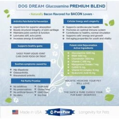 Best Paw Nutrition Premium Dream Glucosamine Joint Support Dog & Cat Liquid Supplement, Bacon Flavor -Pet Wellness 117167 PT5. AC SS1800 V1491396732