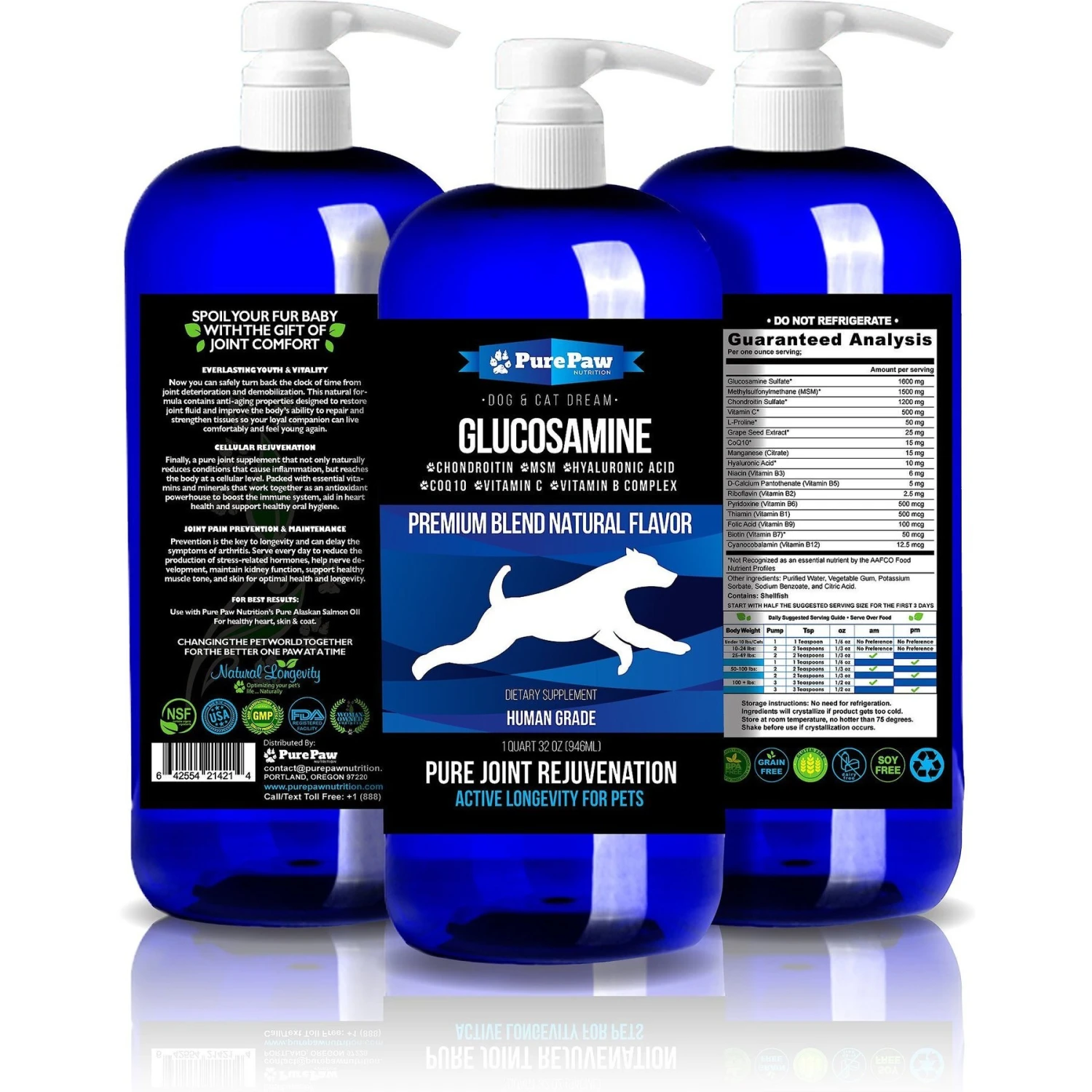 Best Paw Nutrition Premium Dream Glucosamine Joint Support Dog & Cat Liquid Supplement, Natural Unflavored 2 Best Paw Nutrition Premium Dream Glucosamine Joint Support Dog & Cat Liquid Supplement, Natural Unflavored - Image 2