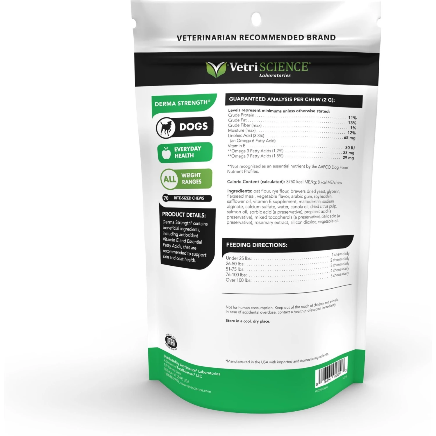 VetriScience Derma Strength Soft Chews Skin & Coat Supplement For Dogs 2 VetriScience Derma Strength Soft Chews Skin & Coat Supplement For Dogs - Image 2