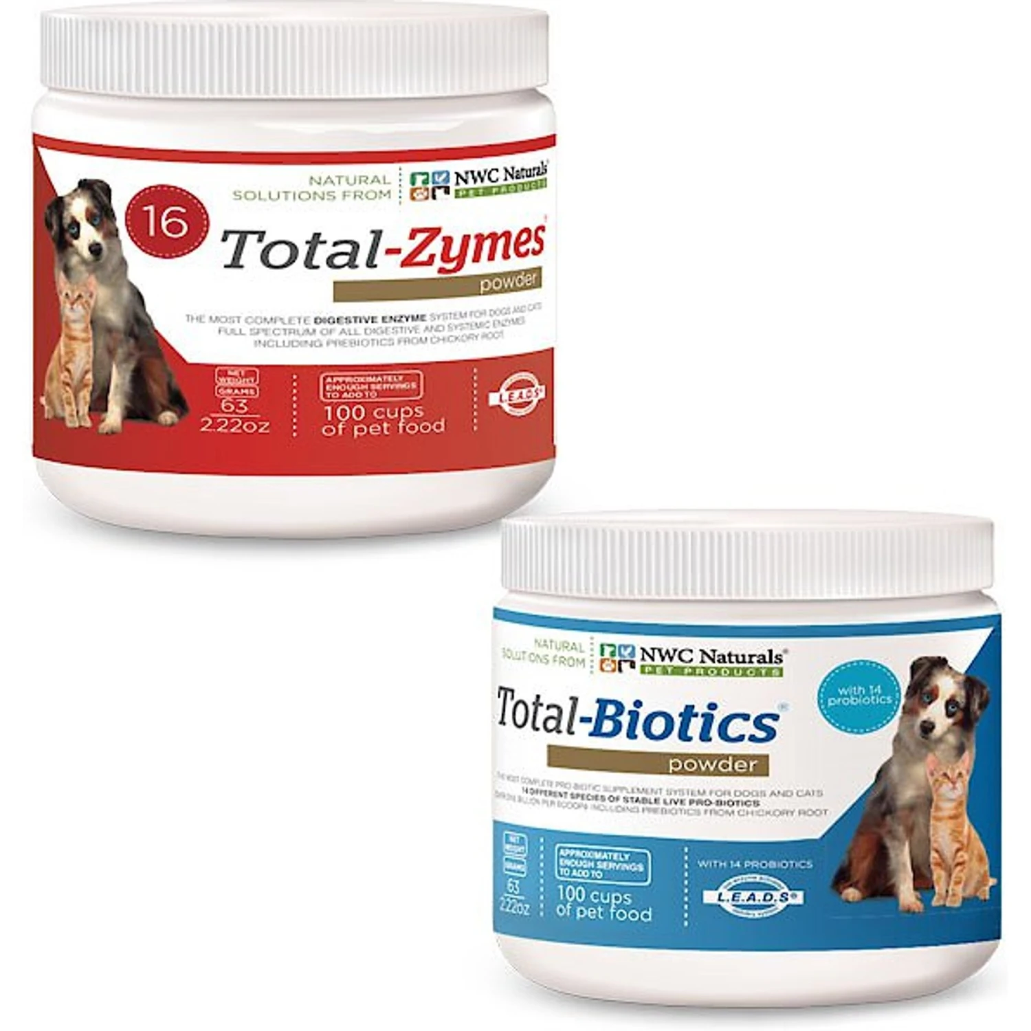 NWC Naturals Total-Digestion Digestive Enzymes & Probiotics Dog & Cat Powder Supplement Twin Pack 1 NWC Naturals Total-Digestion Digestive Enzymes & Probiotics Dog & Cat Powder Supplement Twin Pack