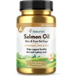 NaturVet Salmon Oil Plus Omegas Softgels Skin & Coat Supplement For Cats & Dogs