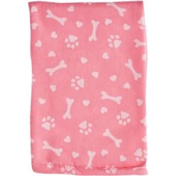 Bone Dry Printed Hearts Microfiber Dog Bath Towel