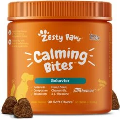 Zesty Paws Hemp Calming Bites Turkey Flavored Soft Chews Supplement For Dogs