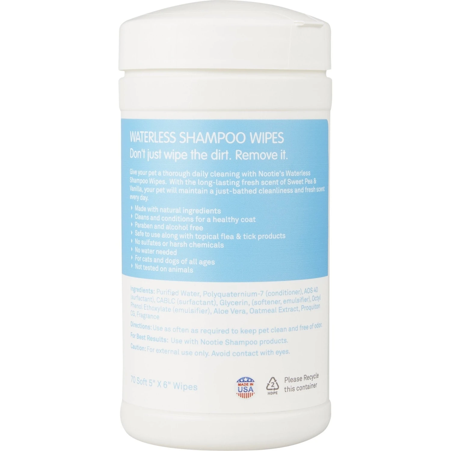 Nootie Sweet Pea & Vanilla Dog & Cat Waterless Shampoo Wipes 2 Nootie Sweet Pea & Vanilla Dog & Cat Waterless Shampoo Wipes - Image 2