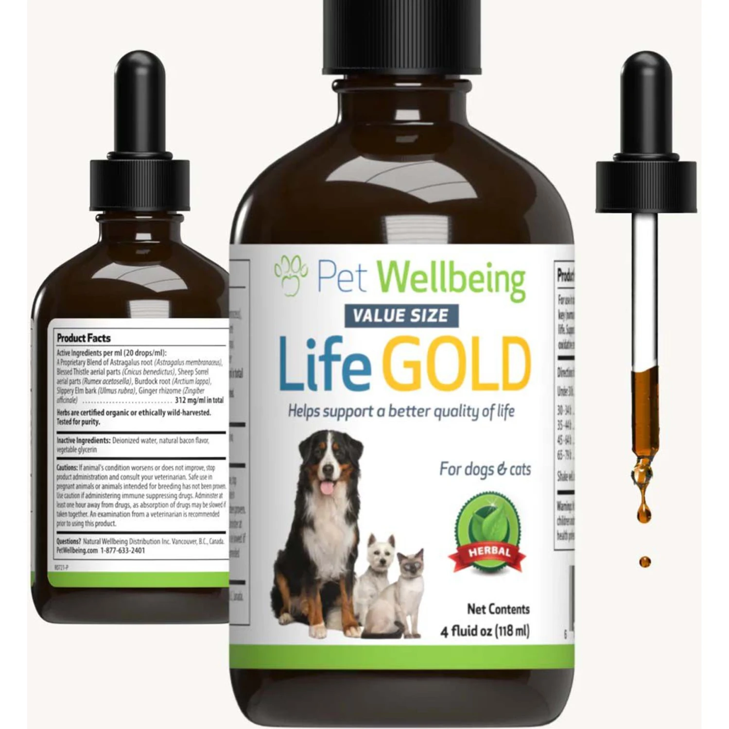 Pet Wellbeing Life GOLD Bacon Flavored Liquid Immune Supplement For Dogs 2 Pet Wellbeing Life GOLD Bacon Flavored Liquid Immune Supplement For Dogs - Image 2