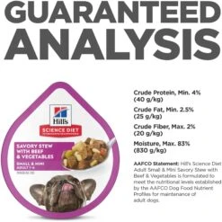 Hill's Science Diet Adult Small Mini Savory Stew Beef & Vegetable Wet Dog Food Trays -Pet Wellness 133608 PT6. AC SS1800 V1692727448