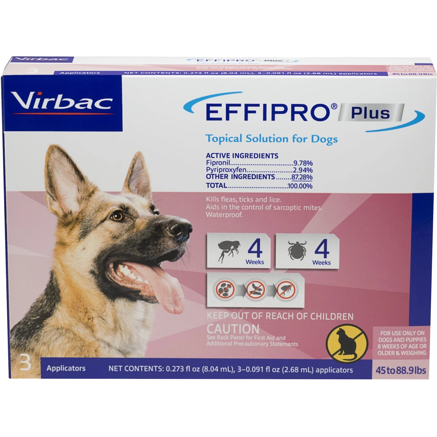 Virbac EFFIPRO Flea & Tick Spot Treatment For Dogs, 45-88.9 Lbs 1 Virbac EFFIPRO Flea & Tick Spot Treatment For Dogs, 45-88.9 Lbs