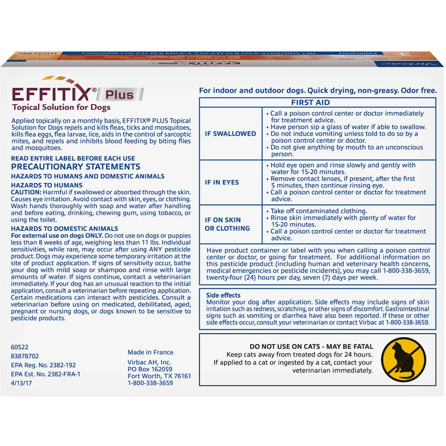 Virbac EFFITIX Flea & Tick Spot Treatment For Dogs, 11-22.9 Lbs 2 Virbac EFFITIX Flea & Tick Spot Treatment For Dogs, 11-22.9 Lbs - Image 2