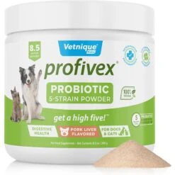 Vetnique Labs Profivex Probiotics 5-Strain Pork Pet Digestive Health Probiotic Prebiotic & Fiber Powder Dog & Cat Supplement