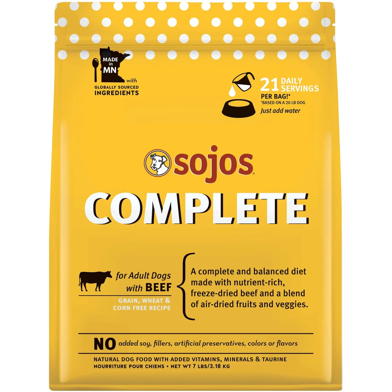 Sojos Complete Beef Recipe Adult Grain-Free Freeze-Dried Raw Dog Food 1 Sojos Complete Beef Recipe Adult Grain-Free Freeze-Dried Raw Dog Food
