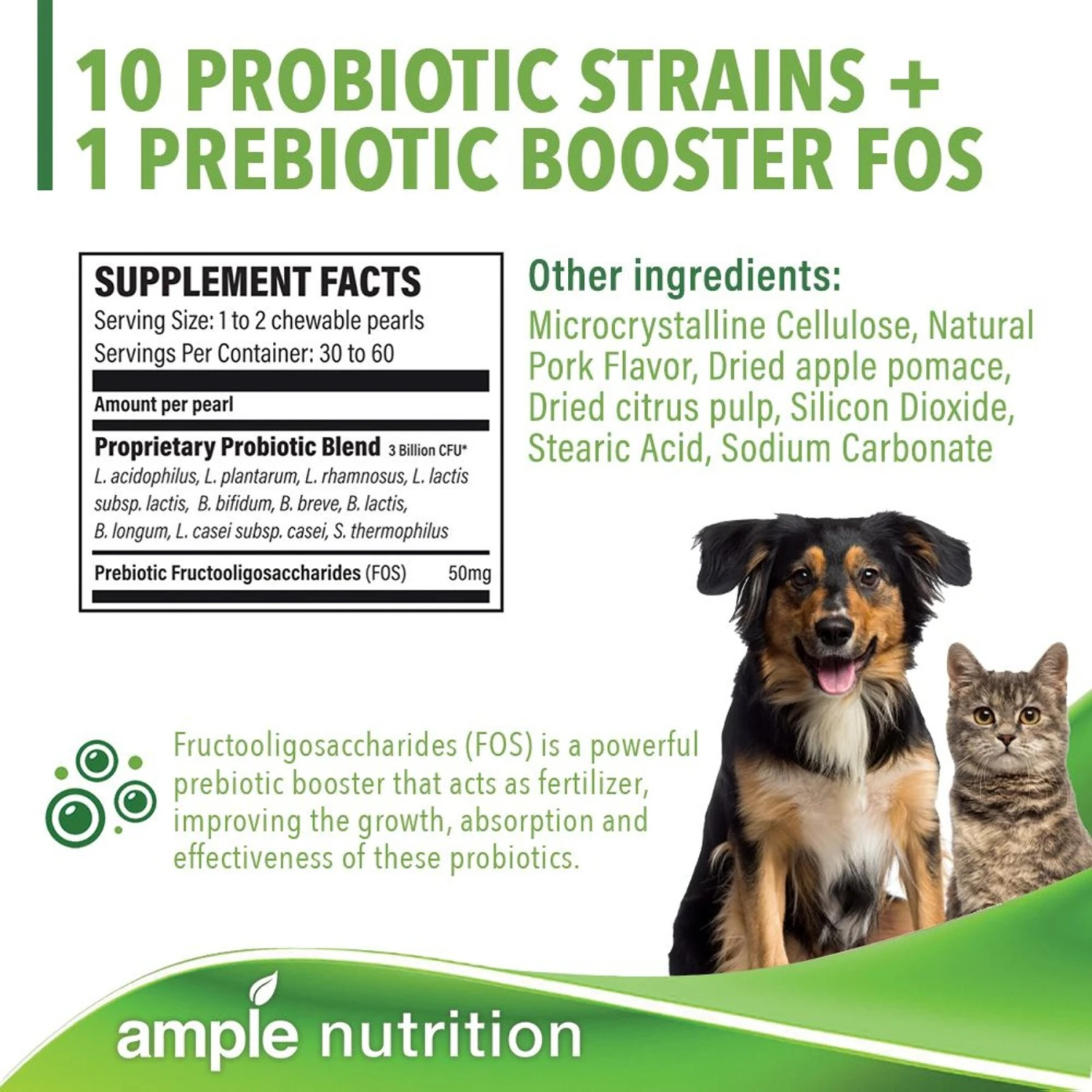 Ample Nutrition Complete Pet Prebiotic & Probiotic Cat & Dog Supplement, 60 Count 2 Ample Nutrition Complete Pet Prebiotic & Probiotic Cat & Dog Supplement, 60 Count - Image 2
