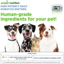 Ample Nutrition High Potency Daily Digestive Enzymes Dog & Cat Supplement, 7.05-oz Jar -Pet Wellness 140496 PT2. AC SS1800 V1509727052