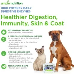 Ample Nutrition High Potency Daily Digestive Enzymes Dog & Cat Supplement, 7.05-oz Jar -Pet Wellness 140496 PT3. AC SS1800 V1509727052