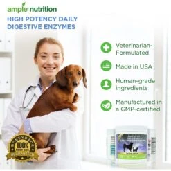 Ample Nutrition High Potency Daily Digestive Enzymes Dog & Cat Supplement, 7.05-oz Jar -Pet Wellness 140496 PT4. AC SS1800 V1509727049