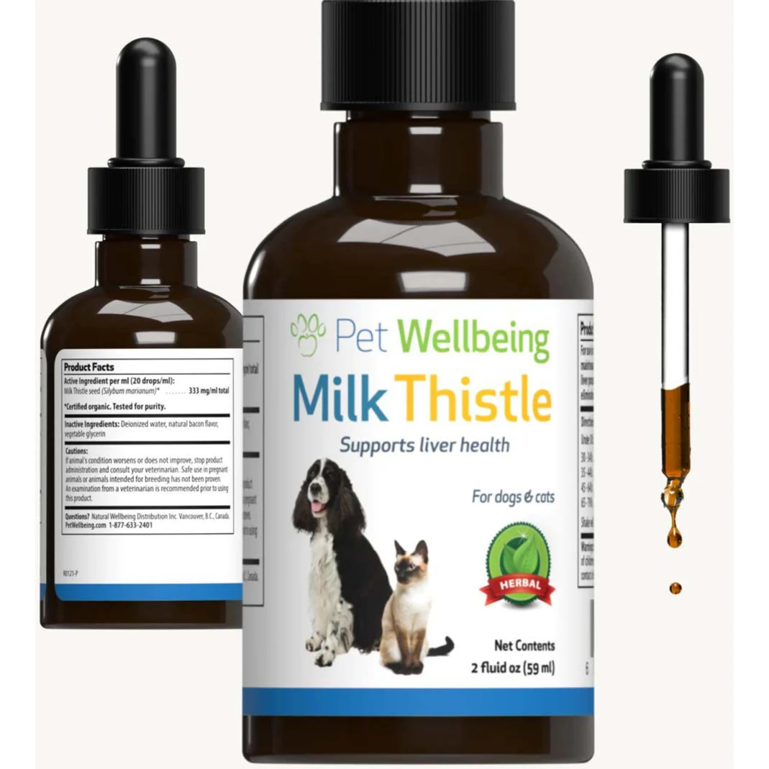 Pet Wellbeing Milk Thistle Bacon Flavored Liquid Liver Supplement For Dogs & Cats 2 Pet Wellbeing Milk Thistle Bacon Flavored Liquid Liver Supplement For Dogs & Cats - Image 2