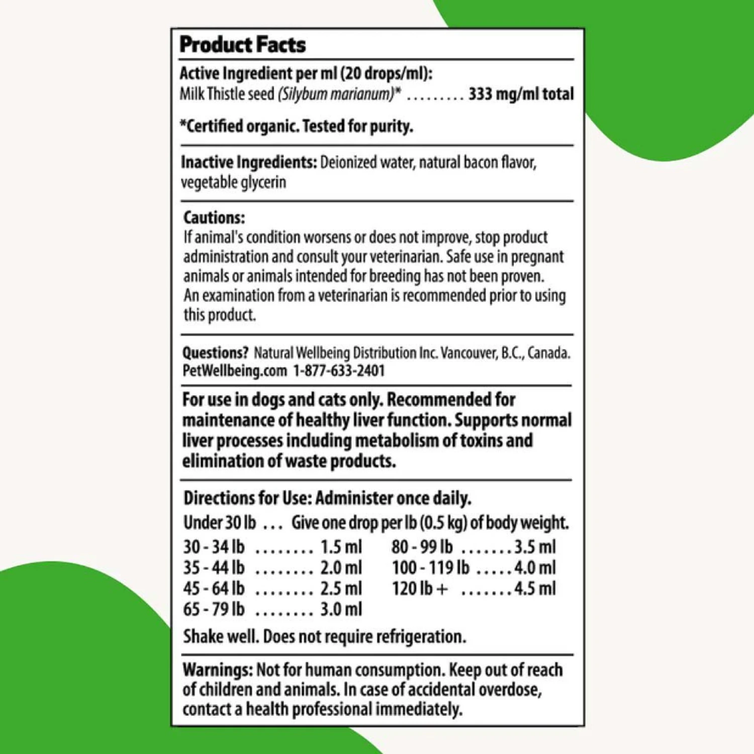 Pet Wellbeing Milk Thistle Bacon Flavored Liquid Liver Supplement For Dogs & Cats 7 Pet Wellbeing Milk Thistle Bacon Flavored Liquid Liver Supplement For Dogs & Cats - Image 7