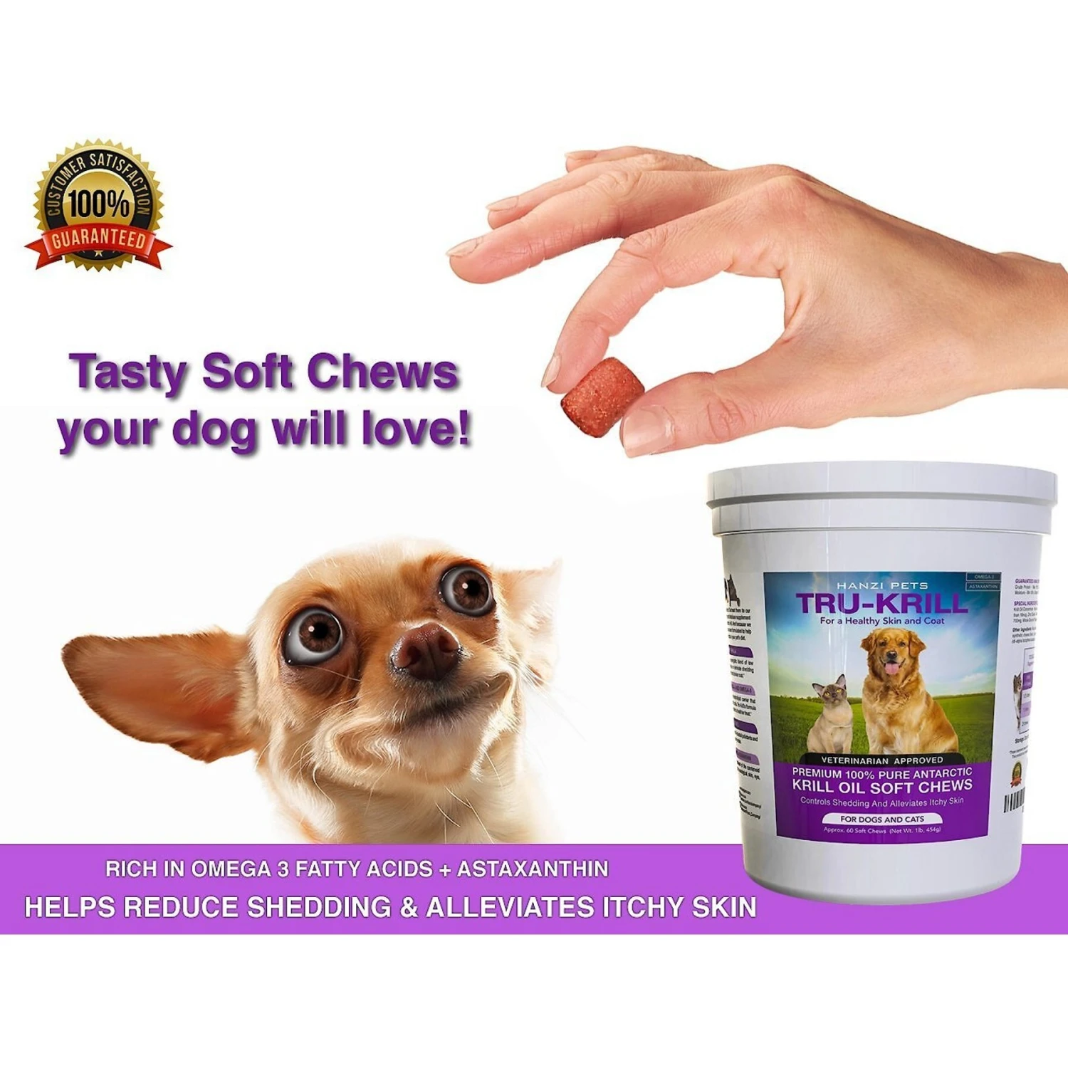 Hanzi Pets Tru-Krill Antarctic Krill Oil Omega-3 & Astaxanthin Dog & Cat Soft Chews 6 Hanzi Pets Tru-Krill Antarctic Krill Oil Omega-3 & Astaxanthin Dog & Cat Soft Chews - Image 6