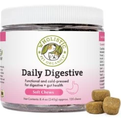 Wholistic Pet Organics Daily Digestive Support Soft Chew Dog & Cat Supplement 10 Wholistic Pet Organics Daily Digestive Support Soft Chew Dog & Cat Supplement -Pet Wellness 142753 PT4. AC SS1800 V1685472689