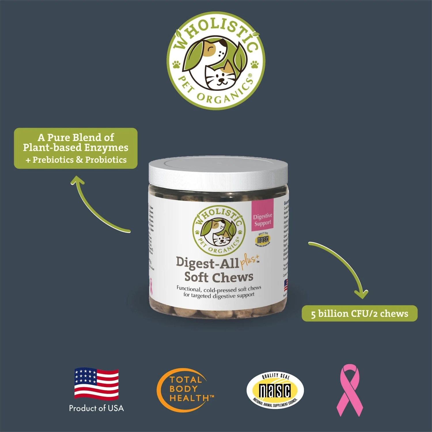 Wholistic Pet Organics Daily Digestive Support Soft Chew Dog & Cat Supplement 6 Wholistic Pet Organics Daily Digestive Support Soft Chew Dog & Cat Supplement - Image 6