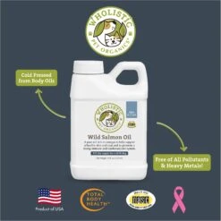 Wholistic Pet Organics Wild Salmon Oil Omega Support For Dogs & Cats Supplement -Pet Wellness 142756 PT4. AC SS1800 V1598306818