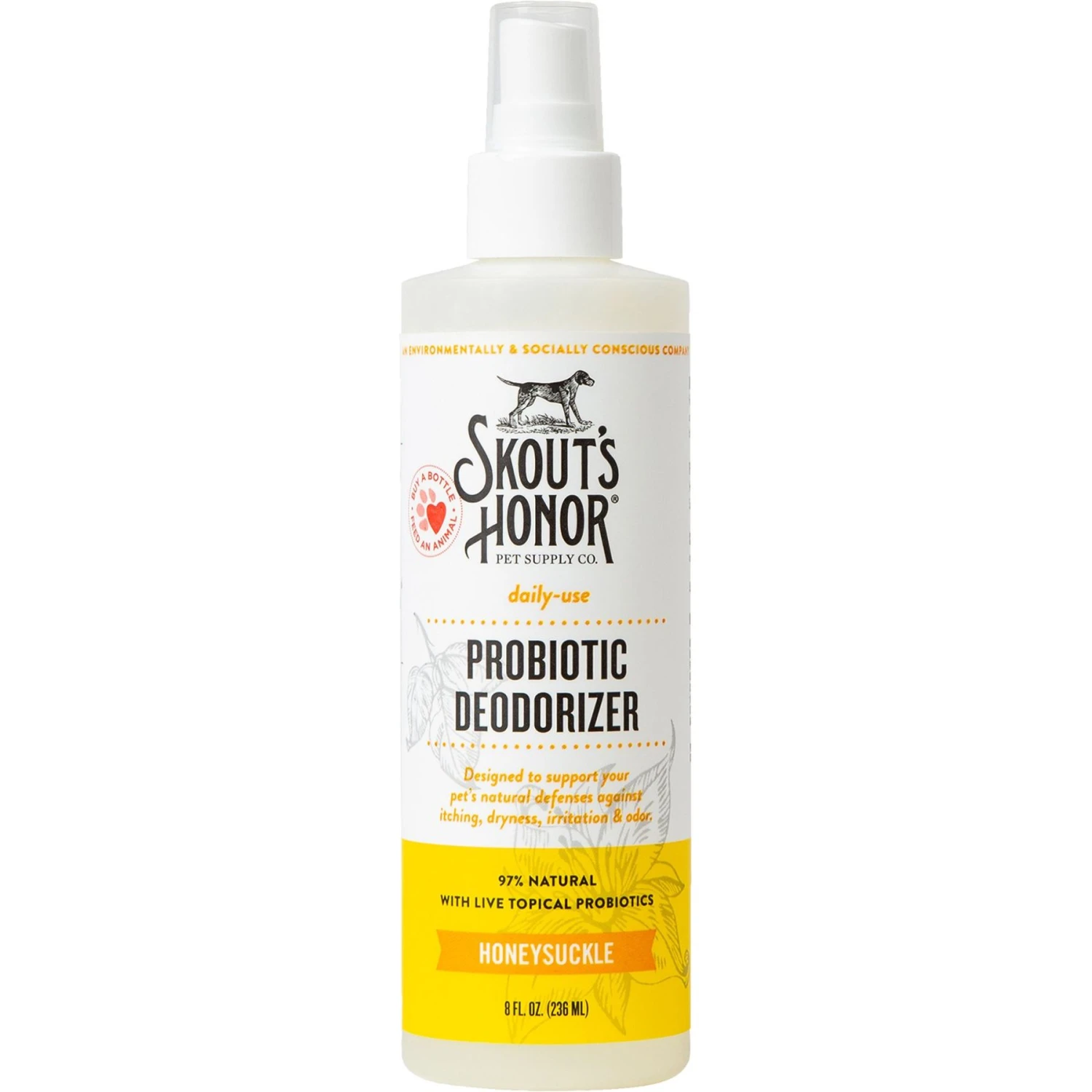 Skout's Honor Probiotic Honeysuckle Daily Use Pet Deodorizer, 8-oz Bottle 1 Skout's Honor Probiotic Honeysuckle Daily Use Pet Deodorizer, 8-oz Bottle
