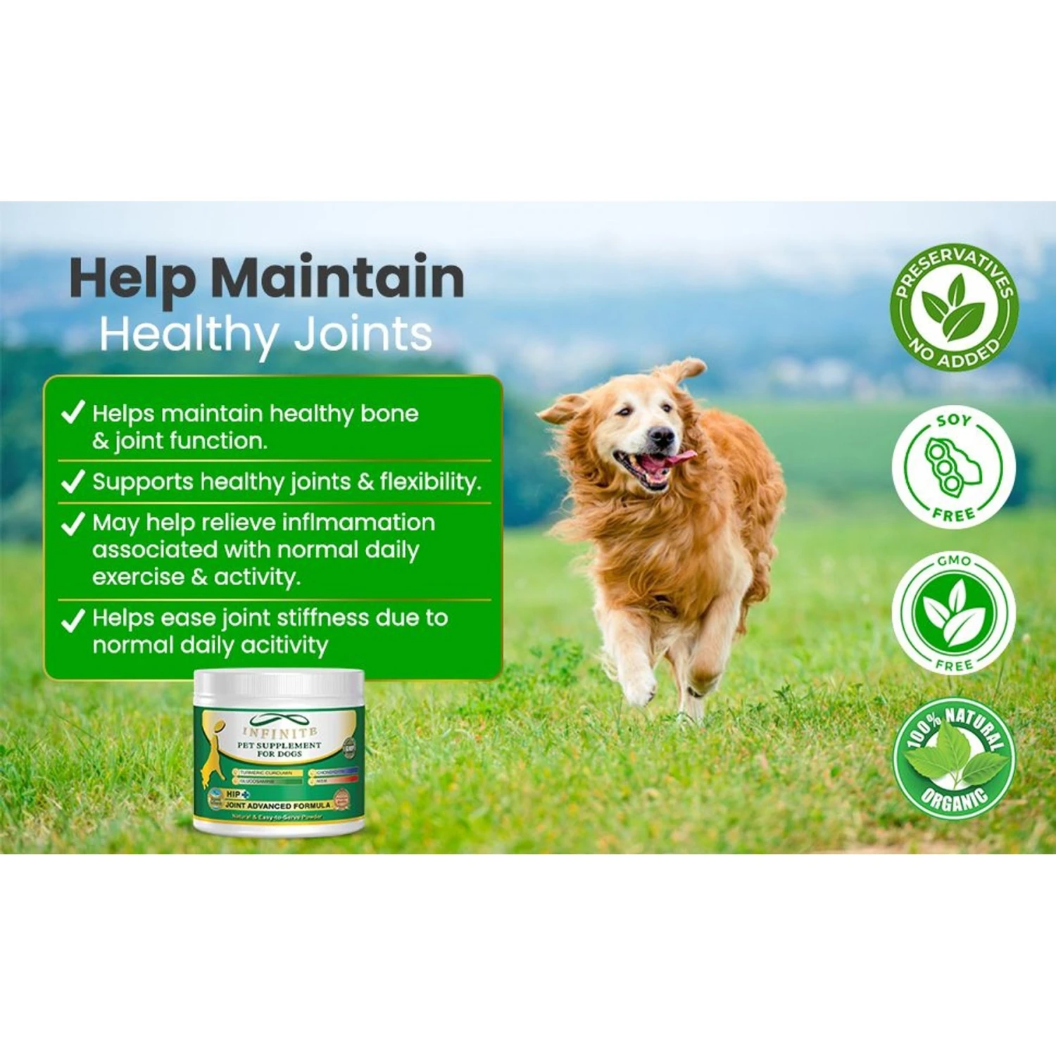 Infinite Pet Life All-Natural Hip & Joint Powder Dog Supplement 2 Infinite Pet Life All-Natural Hip & Joint Powder Dog Supplement - Image 2