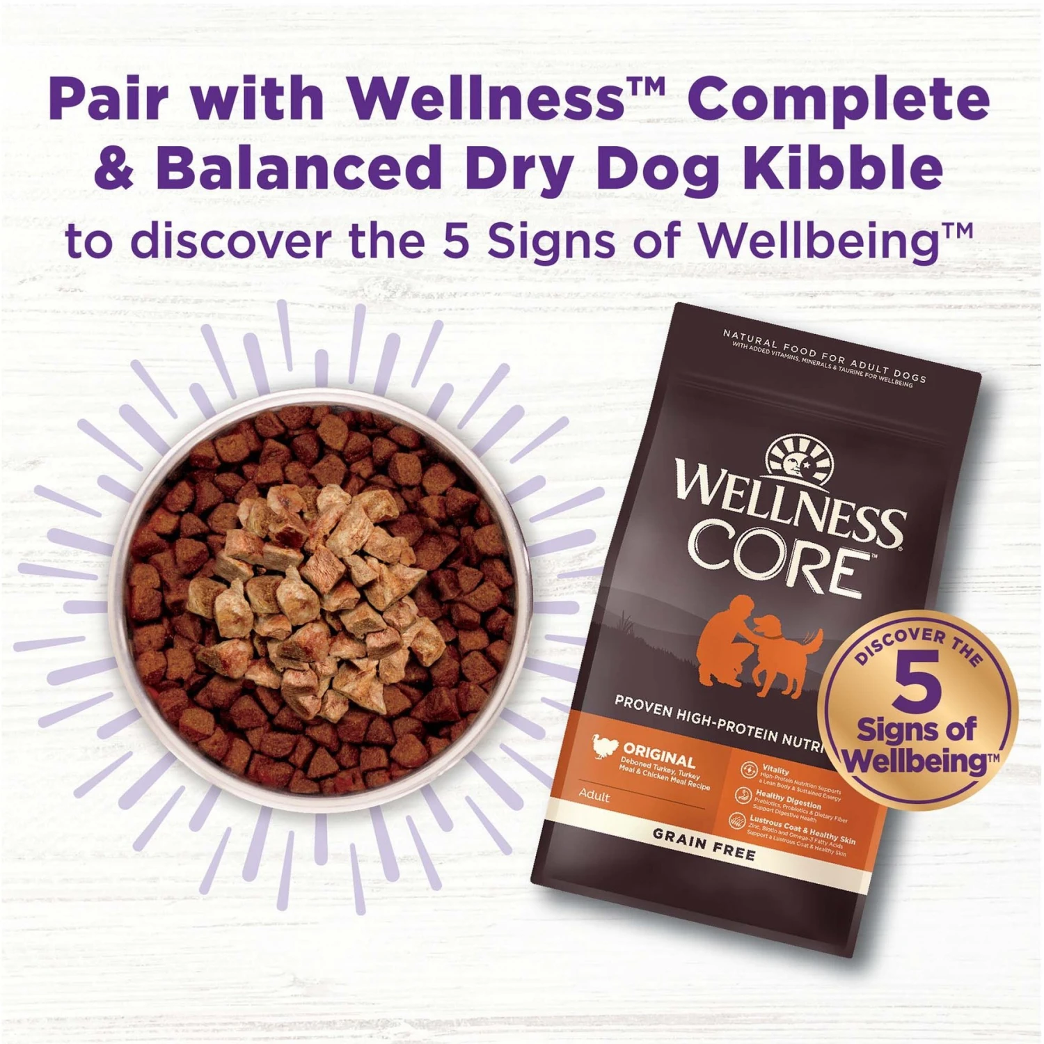 Wellness CORE Bowl Boosters Bare Turkey Freeze-Dried Dog Food Mixer Or Topper 5 Wellness CORE Bowl Boosters Bare Turkey Freeze-Dried Dog Food Mixer Or Topper - Image 5
