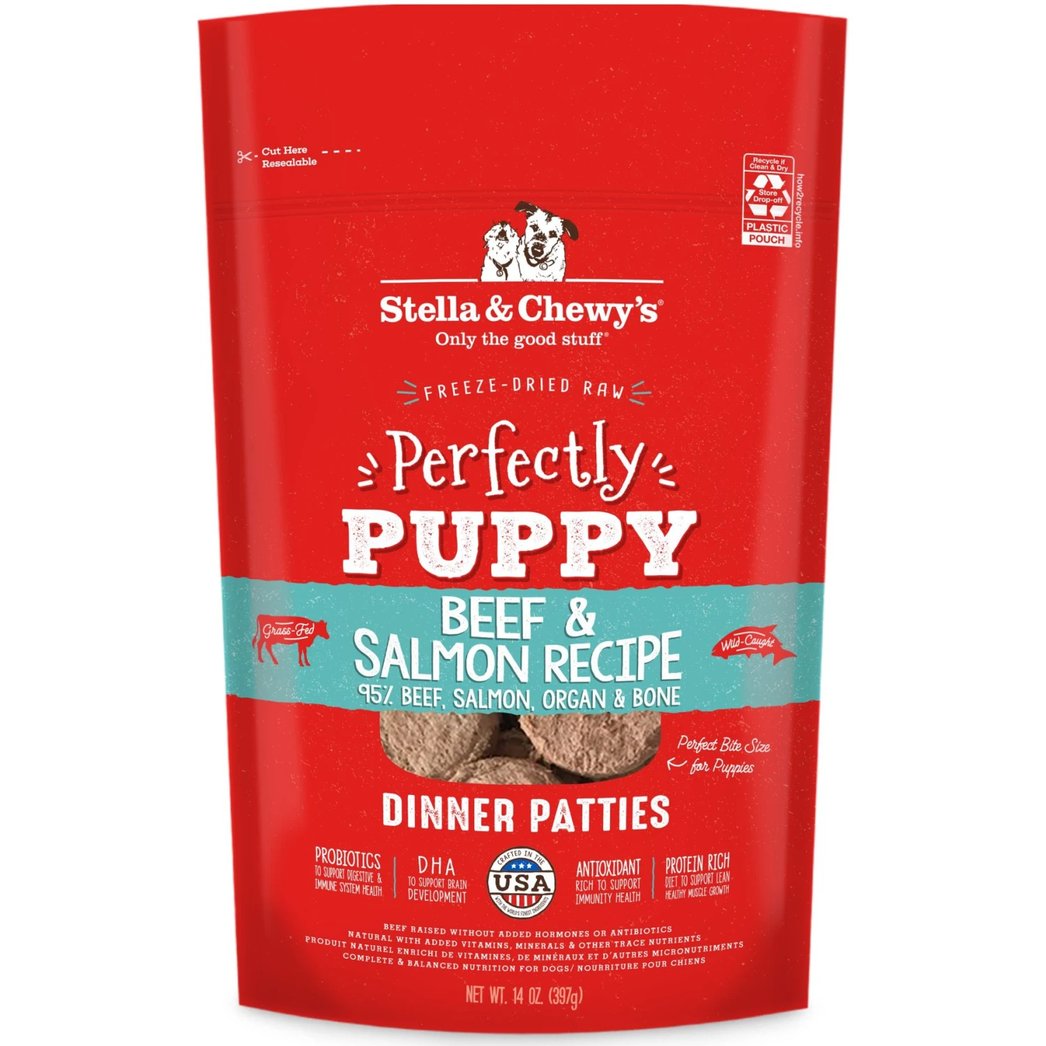 Stella & Chewy's Perfectly Puppy Beef & Salmon Dinner Patties Freeze-Dried Raw Dog Food 1 Stella & Chewy's Perfectly Puppy Beef & Salmon Dinner Patties Freeze-Dried Raw Dog Food