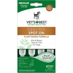 Vet's Best Flea & Tick Spot Treatment For Dogs, 16-40 Lbs