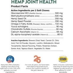 NaturVet Hemp Soft Chews Joint Supplement For Dogs -Pet Wellness 150351 PT7. AC SS1800 V1698693678