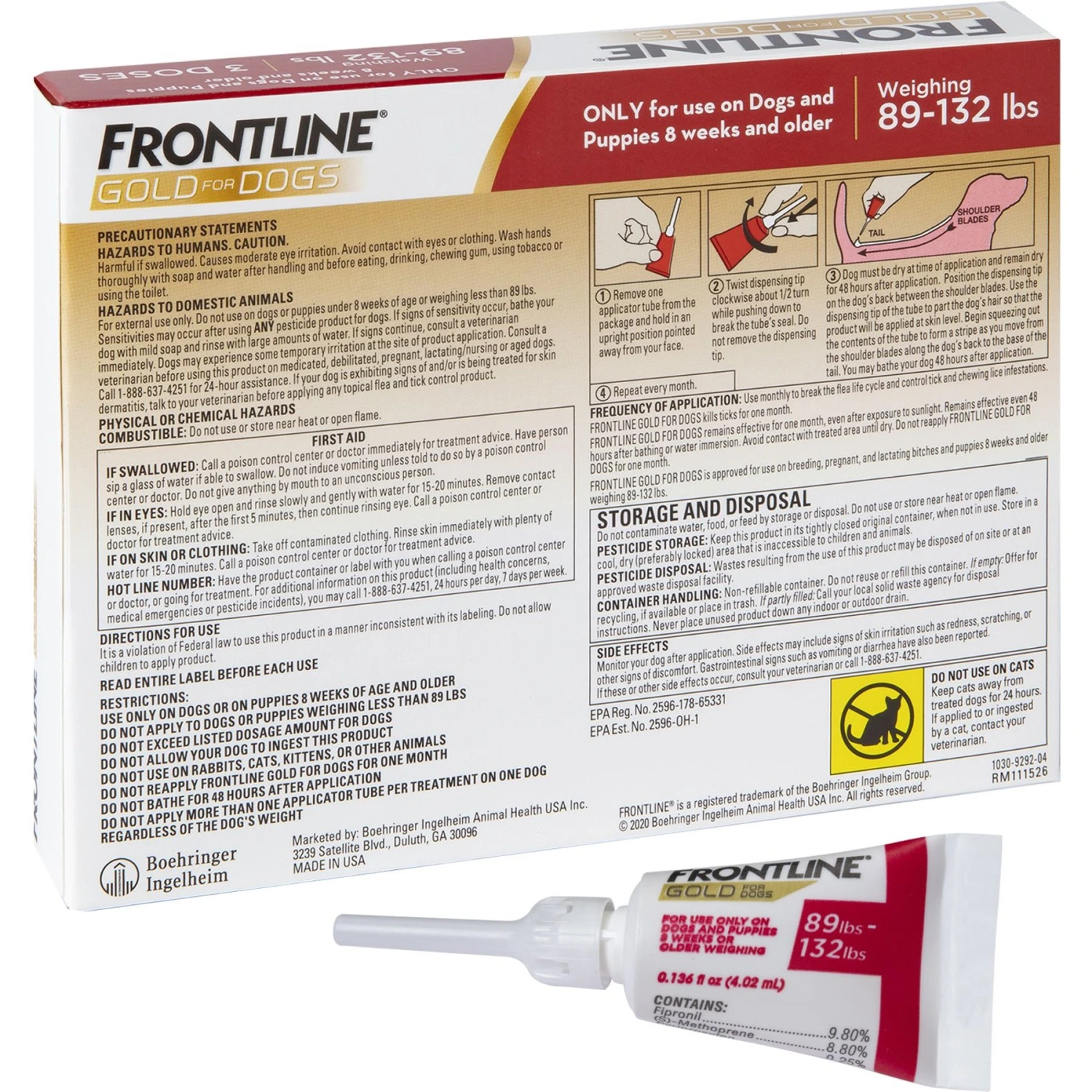 Frontline Gold For Dogs Flea & Tick Treatment (Extra Large Dog, 89-132 Lbs.) 5 Frontline Gold For Dogs Flea & Tick Treatment (Extra Large Dog, 89-132 Lbs.) - Image 5